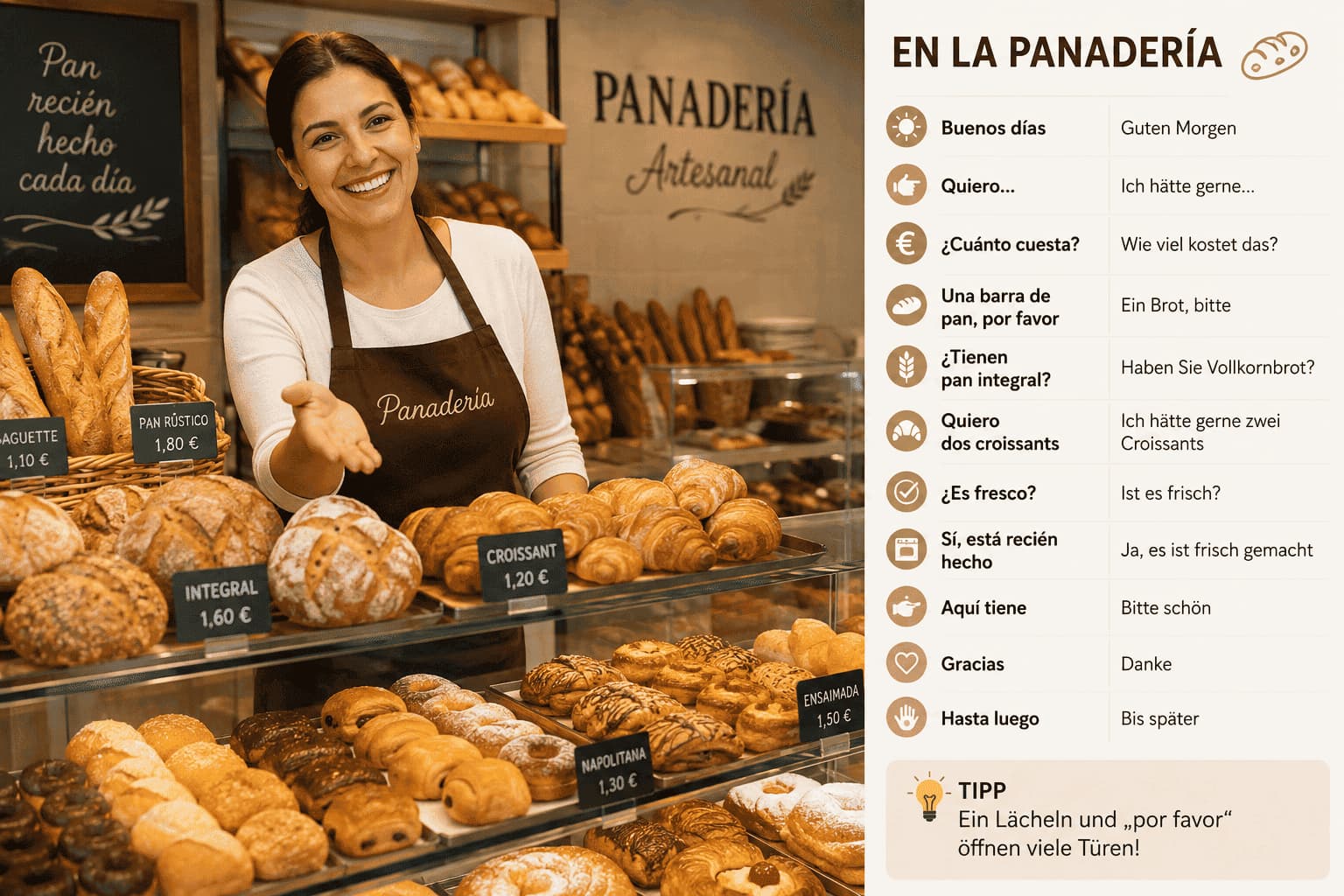 Spanisch in der Bäckerei