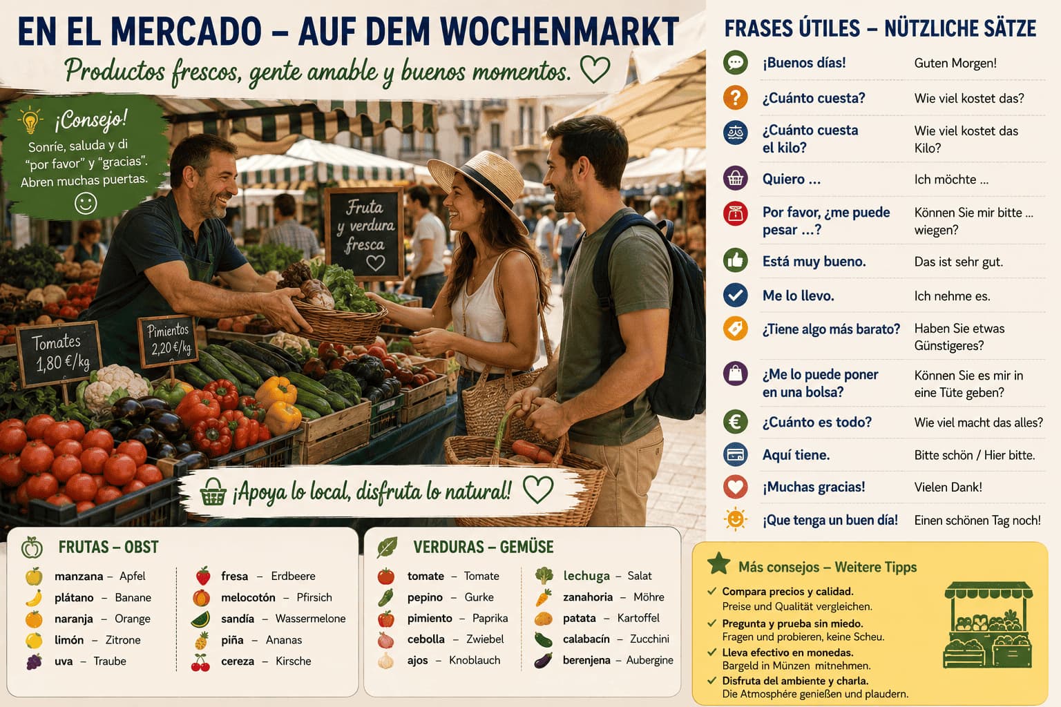 Spanisch auf dem Wochenmarkt